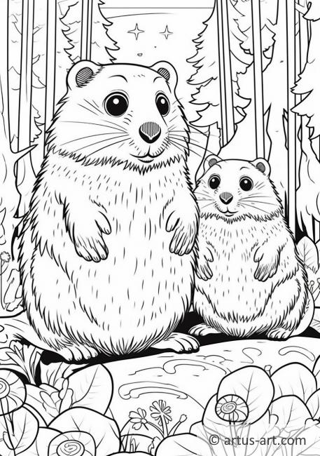 Page de coloriage de marmottes pour enfants